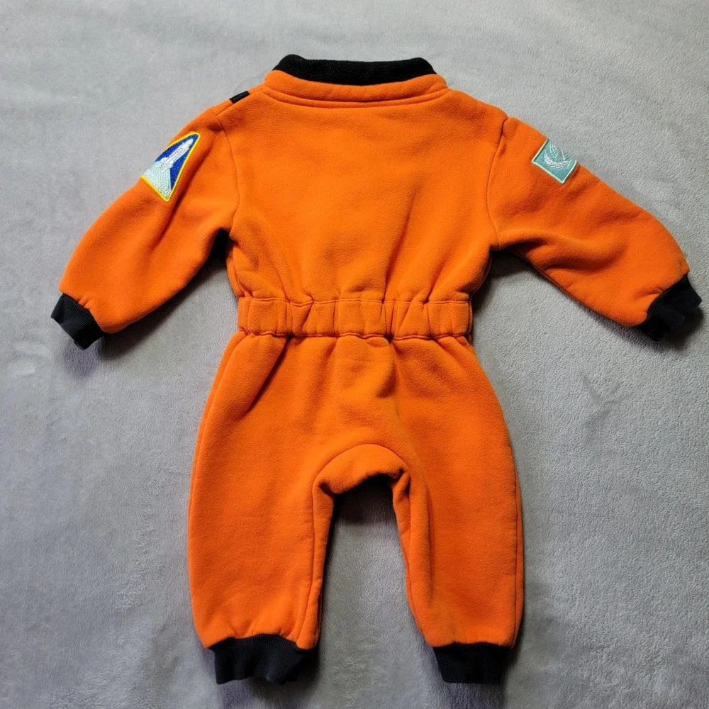 Kids Astronaut Flight Suit Jumpsuit Orange Space‎ Shuttle NASA Style Size 90